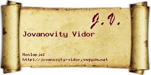 Jovanovity Vidor névjegykártya